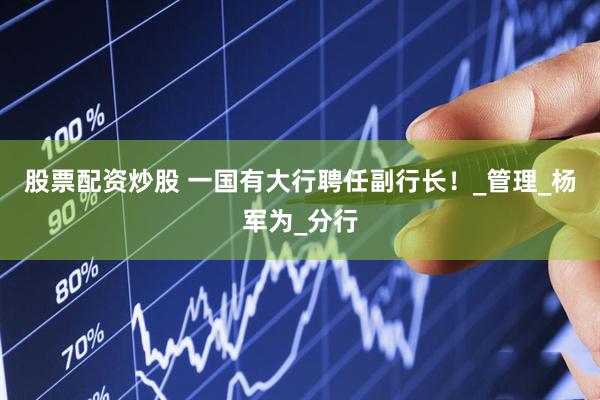 股票配资炒股 一国有大行聘任副行长！_管理_杨军为_分行